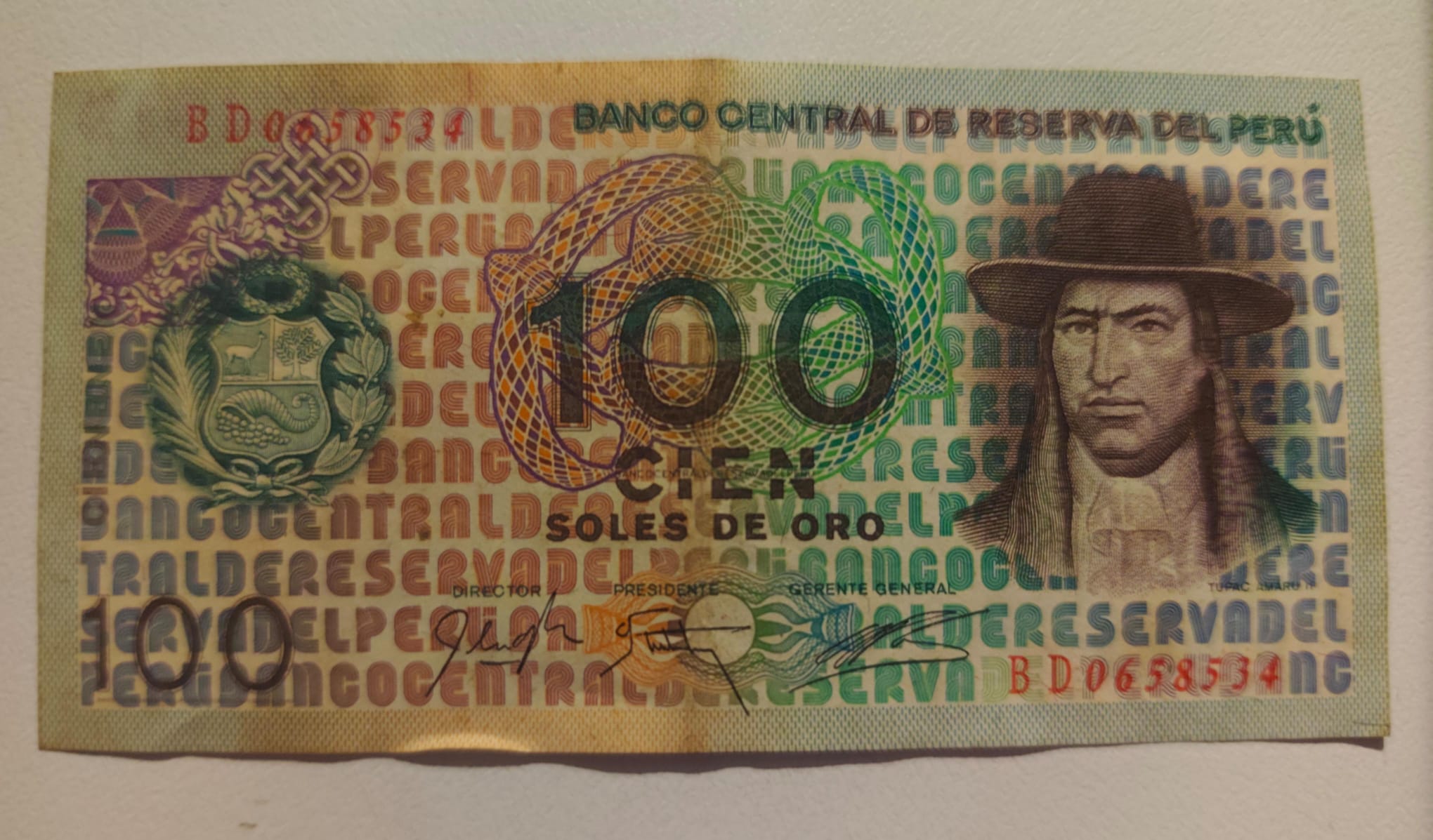 Billete Perú, 100 soles, año 1976, serie B