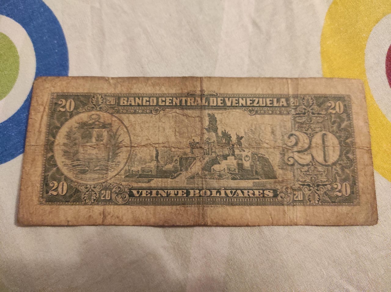 Billete de 20 bolívares del año 1966