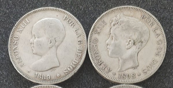 Lote 5 pesetas plata - 10 monedas