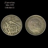 25 pesetas 1957 - Edición 61