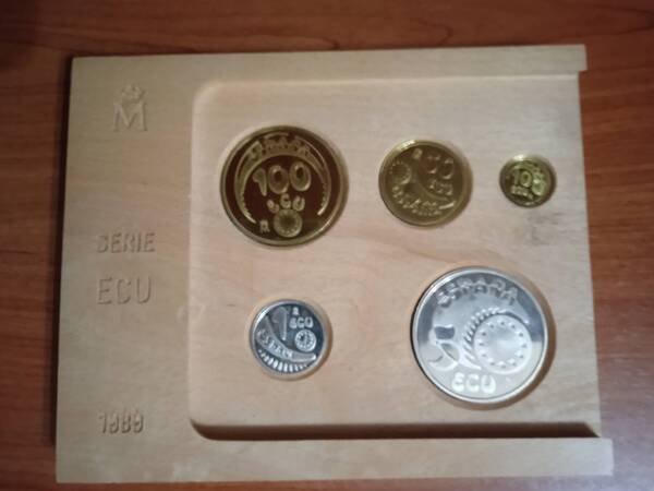 Colección 5 monedas ECU oro y plata