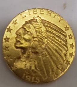 Moneda 5 dólares de eeuu del año 1915 de half indian de oro.