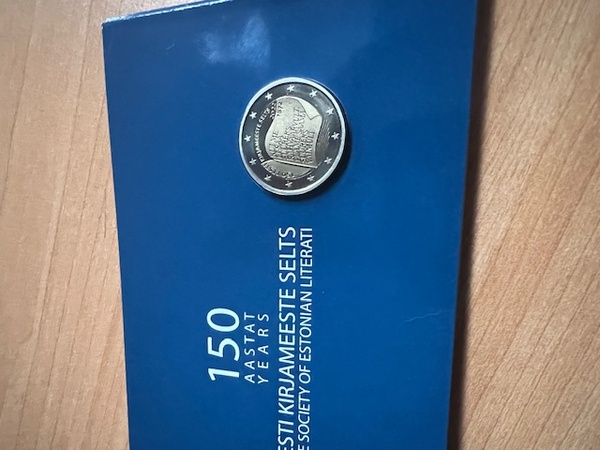 Estonia Coincard Moneda 2 Euros Año 2022 150 Anv 0sociedad Literaria Estonia