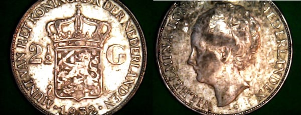 Moneda de Holanda 2 1/2 guilden