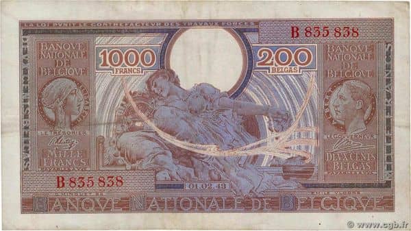 1000 Francs - 200 Belgas