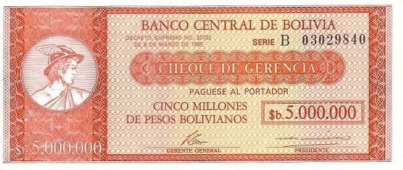 5000000 pesos boliviens