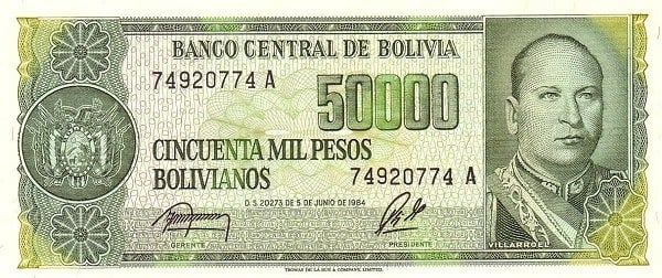 50000 pesos boliviens