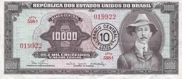 10 cruzeiros novos (surimprimé sur 10000 cruzeiros)