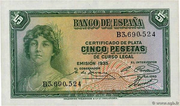 5 Pesetas (Certificat d'argent)