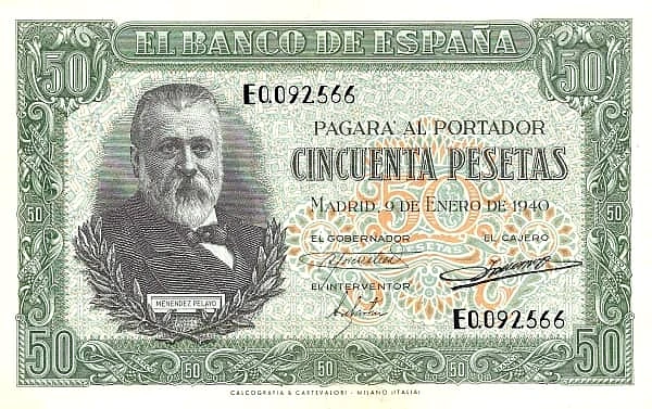 50 Pesetas (Menéndez Pelayo)