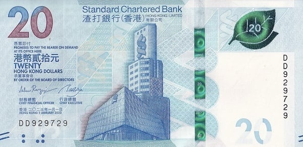 20 dollars de Hong Kong