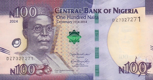 100 naira (centenaire de l'existence du Nigeria)