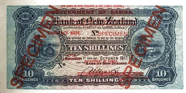 10 shillings (surimprimés en 10 shillings néo-zélandais)