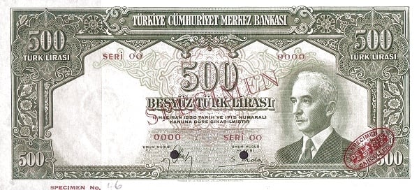 500 Lires Inönü