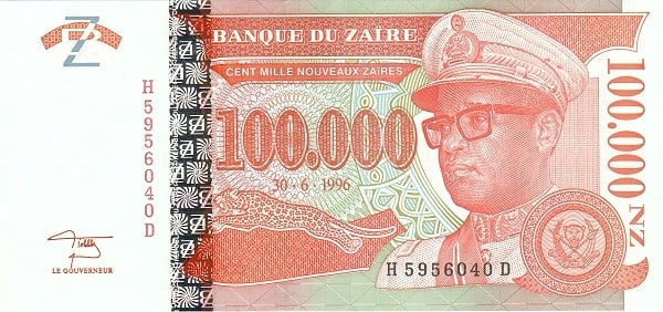 100000 nouveaux zaïres