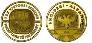 50 lekë (135e anniversaire de la Ligue albanaise de Prizren)