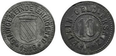 10 pfennig (Ville d'Ehingen - État fédéral du Wurtemberg)