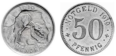 50 pfennig (Ciudad de Menden-Provincia prusiana de Westfalia)