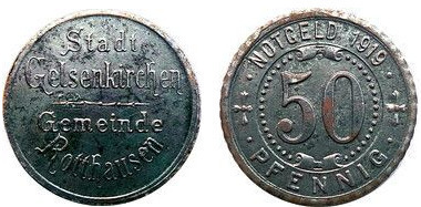 50 pfennig (Communes de Gelsenkirchen et Rotthausen - Province prussienne de Westphalie)