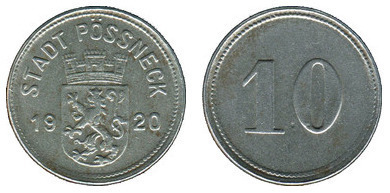 10 pfennig (Ville de Pößneck - Land de Thuringe)