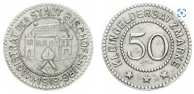 50 pfennig (Ville Bischofsburg-Prusse Province de Westphalie)