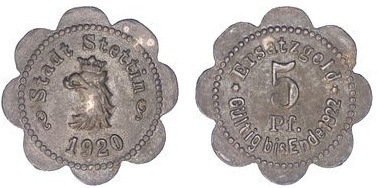 5 pfennig (Ville de Stettin-Poméranie Province prussienne de Poméranie)