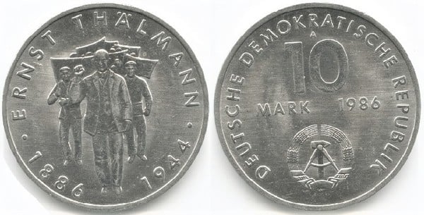 10 mark (Centenaire de la naissance d'Ernst Thalmann)