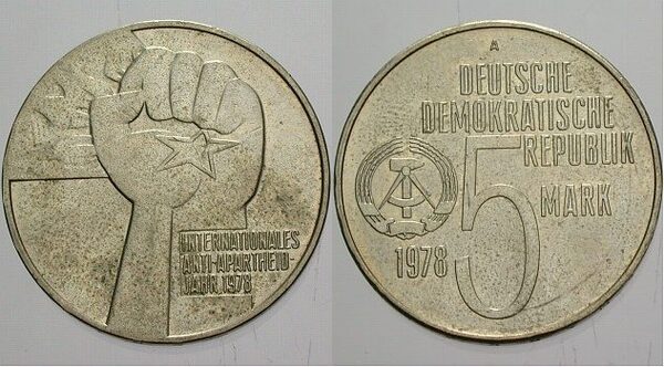 5 mark (1978 Année de la lutte contre l'apartheid)