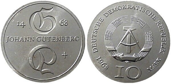 10 mark (500e anniversaire de la mort de Johann Gutenberg)