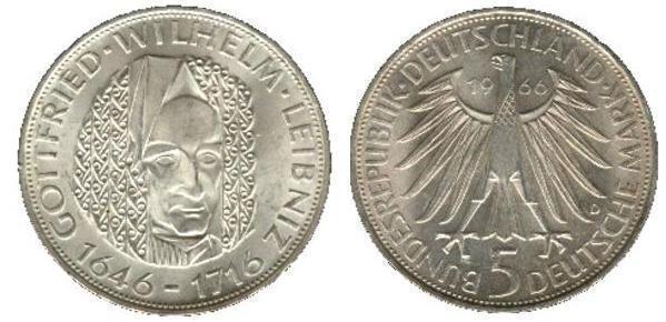 5 mark (250 Aniversario de la Muerte de Gottfried Wilhelm Leibniz)