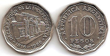 10 pesos (150e anniversaire de la déclaration d'indépendance)