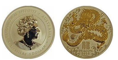 1 dollar (Année du dragon - Argent doré)