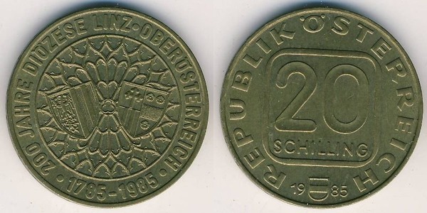 20 schilling (200e anniversaire du diocèse de Linz)