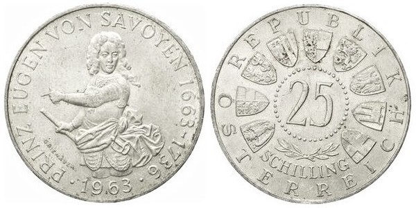 25 shilling (300e anniversaire de la naissance du Prince Eugen)