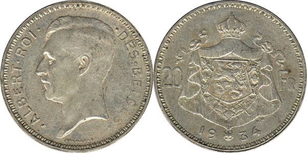 20 francs (Albert Ier des Belges)