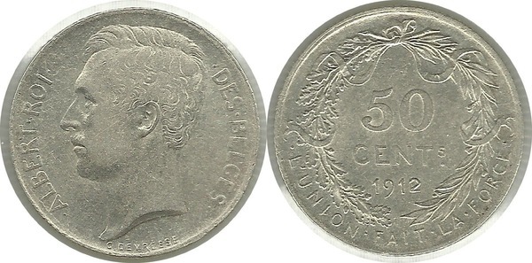 50 centimes (Albert Ier des Belges)