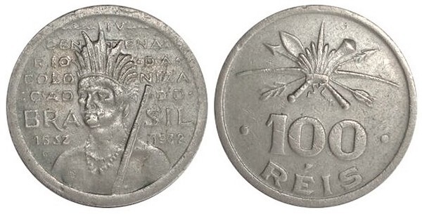 100 réis (400e anniversaire de la colonisation - Cacique Tibirica)