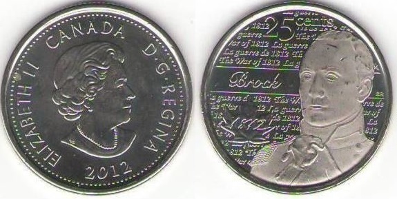 25 cents - Guerre de 1812 - Major général Sir Isaac Brock