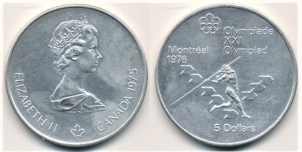 5 dollars (XXIe O.G.M. Montréal 1976 - Javelin)