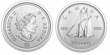 10 cents (100e anniversaire du voilier Bluenose)