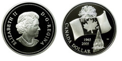 1 dollar (40 aniversario de la bandera canadiense)
