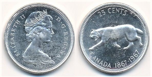 25 cents (Centenaire de la Confédération canadienne)