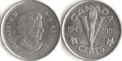 5 cents (60e anniversaire de la Seconde Guerre mondiale)