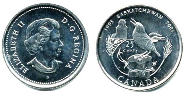 25 cents (100e anniversaire de la Saskatchewan)