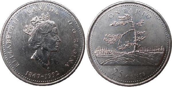 25 cents (125e anniversaire de la Confédération canadienne - Ontario)