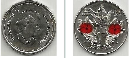 25 cents (65e anniversaire de la fin de la Seconde Guerre mondiale)