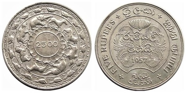 5 rupees (2.500 Aniversario de la Muerte de Buda)