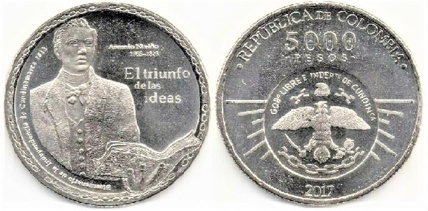 5.000 pesos (Bicentenaire de l'indépendance de Cundinamarca)