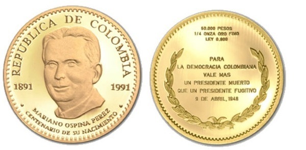 50.000 pesos (Centenaire de la naissance de Mariano Ospina Perez)