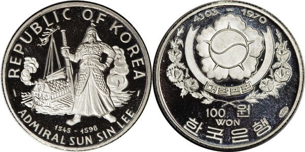 100 won (Amiral Sun Sin Lee)